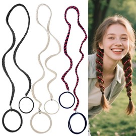 3 Pcs 25" Spiral Braided Hair Ties for Sports,No Damage,Non-Slip Elastic Ponytail Holders for Women Girls,Riptie Hair Bands for Gym,Yoga,Beach Activities