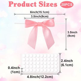 HINZIC 20pcs Pink Twist Tie Bow, 3.5" Premade Gift Bow Decor, Small Satin Ribbon Bowknot for Wrapping Gift Candy Bakery Cookies Treat Bags