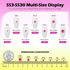 Meibite F Rose Flatback Rhinestones, Glass Rhinestones for Nail Art and Craft, Glue Fix, Loose Crystal Gemstones(F Rose, SS16, 1440pcs, 3.8-4.0mm)