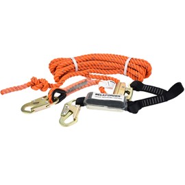 WELKFORDER 25FT Vertical Lifeline Assemble Three Strand Rope Fall Protection with Rope Grab Snap Hooks Shock Absorber Fall Protection Safety Equipment ANSI Compliant