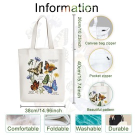 ANATTASOUL Baumwolltasche Personalisiert mit Text in Schmetterling, Leinwand Geschenk Tragetasche für Damen Freundin Mama Schwestern Ehefrau Geburtstag, Muttertag Tasche