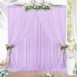 Light Purple Chiffon Backdrop Curtain 9.8ftx10ft Wedding Party Backdrop Stage Background Decorations for Wedding Party Events