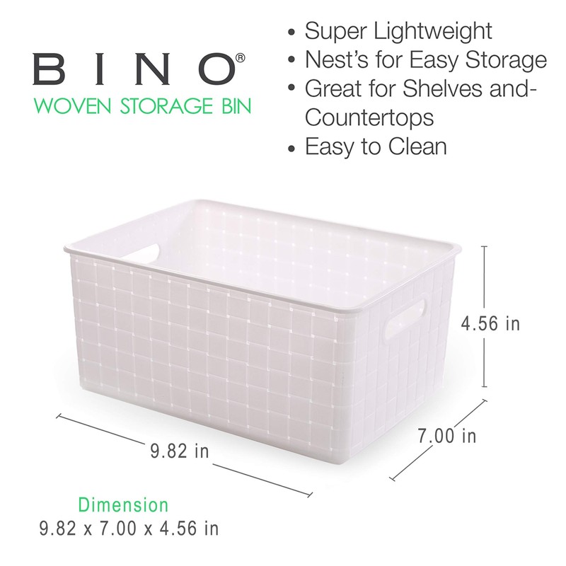 BINO Plastic Basket, Small White, 5 Pack - Rectangular Cabinet