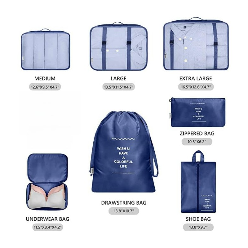 Packing Cubes - 7 Set Packing Cubes Luggage Travel packing