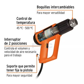 Truper PISCA-A 2000 W heat gun with 9 accessories, professional