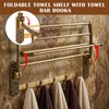 Otoolling Brass Foldable Towel Rack with Hooks, Foldable Wall Mounted