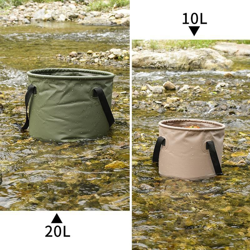 Akkerds Folding Bucket, Large Capacity, Fishing, Foldable, Outdoor Camping (Brown,