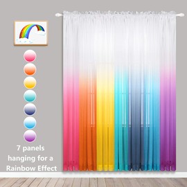 KOUFALL Yellow Curtains 84 Inch Length for Living Room 2 Panels Set Rod Pocket Linen Semi Sheer Window Curtain Drapes,Ombre Bright Spring Curtains for Bedroom Girls Kids Boys Room,Lemon Yellow