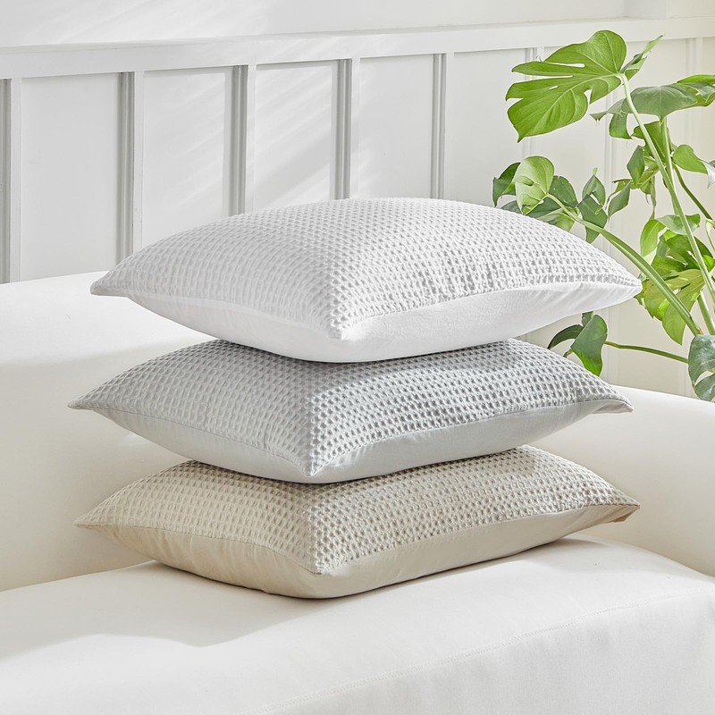 WARMDERN Waffle Weave Pillowcases Standard Size 2 Pack Pillow Cases