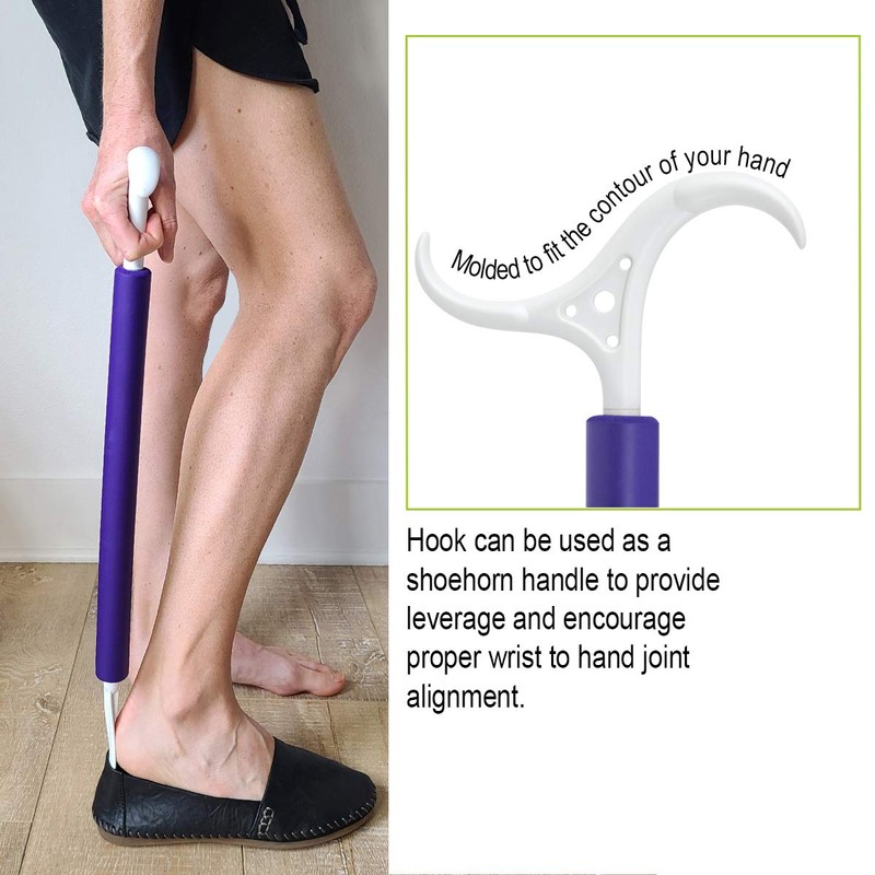 4-in-1 Dressing Stick- 24" Dressing Pal. Long Handled Shoe Horn,