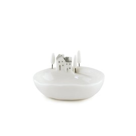 East of India Little Houses on the Bowl Decorative Small Home Storage Dish - Hillside