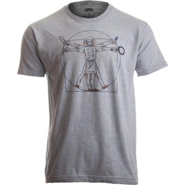 Ann Arbor T-shirt Co. Vitruvian Chef | Funny Cook Restaurant Kitchen Worker Food Cooking Humor T-Shirt-(Adult,L) Heather Grey