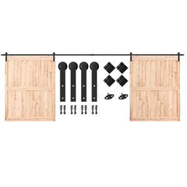 SMARTSTANDARD 20ft Heavy Duty Sturdy Double Sliding Barn Door Hardware Kit -Smoothly and Quietly -Easy to Install -includes Installation Instruction Fit 60" Wide Door Panel (I Shape Hanger)
