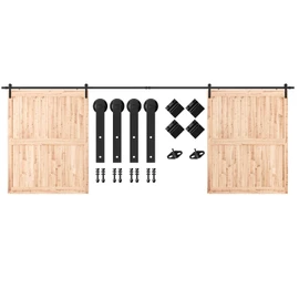 SMARTSTANDARD 20ft Heavy Duty Sturdy Double Sliding Barn Door Hardware Kit -Smoothly and Quietly -Easy to Install -includes Installation Instruction Fit 60" Wide Door Panel (I Shape Hanger)
