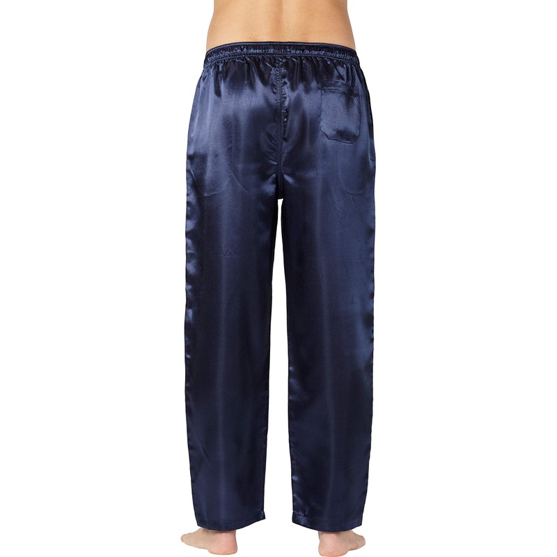 Intimo Men's Classic Satin Pajama Sleep Pants, Blue, Large