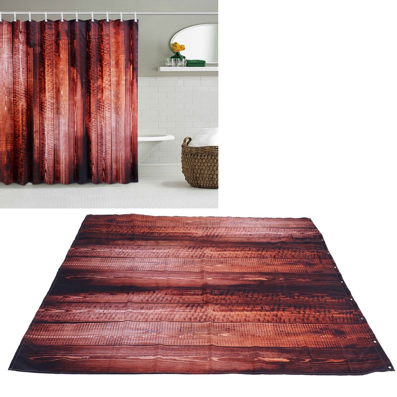 Waterproof Curtain with Hooks Shower Bath Curtain for Bathroom Home