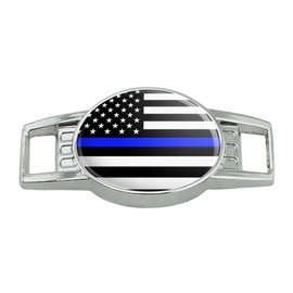 Thin Blue Line American Flag Shoe Shoelace Shoe Lace Tag Runner Gym Charm Decoration