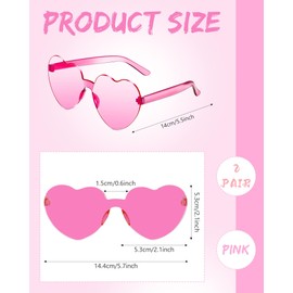 GCQJOQ 2 Pairs Heart Sunglasses for Women, Pink Heart Glasses for Party Favor