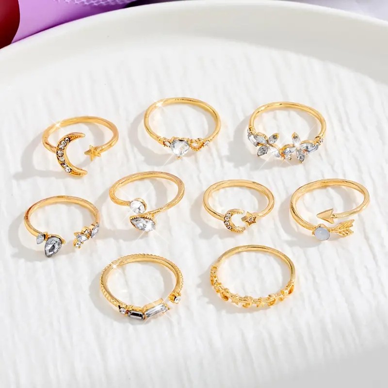 Gold Rings for Women Stackable Rings Set Boho Heart Butterfly