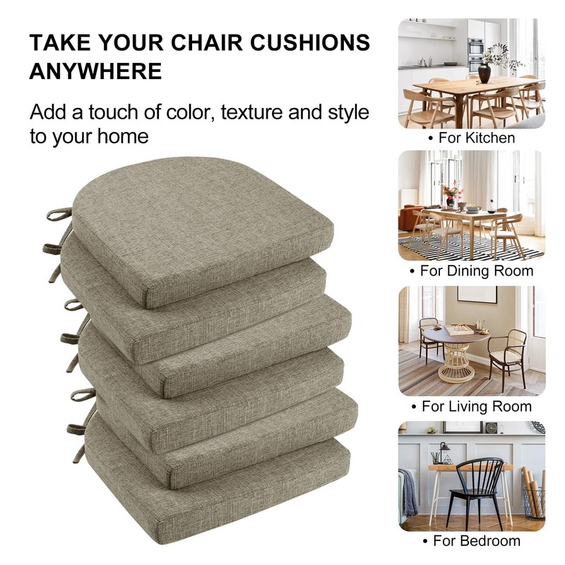 Wellsin Chair Cushions for Dining Chairs 6 Pack - Kitchen