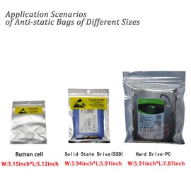 ESD Bags,Anti Static Bags,36Pcs Mixed Sizes(3.15 * 5.1/3.94 * 5.9/5.9 * 7.87) inches Translucent Antistatic Bag with Labels for SSD,HDD Varieties of Electronic Device Hand Drive
