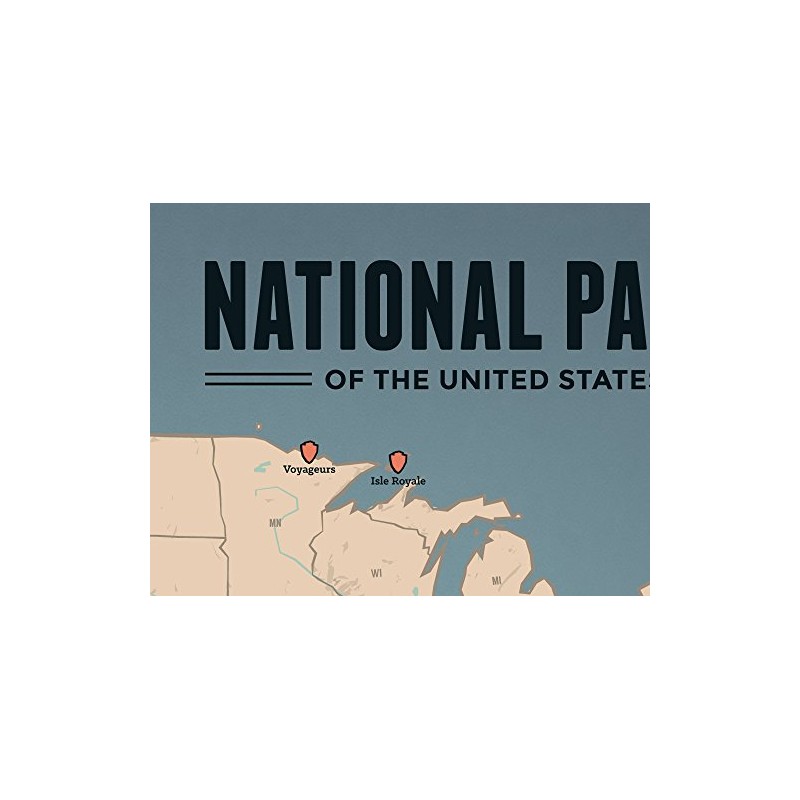 US National Parks Checklist Map 11x14 Print (Tan & Slate