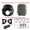 FATECIM Motorcycle 5.75" Headlight Fairing Cover with 15" Smoke Windshield