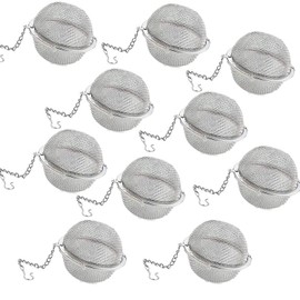 RIENER Tea Strainer Steel Mesh Tea Balls, 10 Pack Tea Filter Ball Mesh Tea Strainers, Premium Food Grade Seasoning Ball for Loose Leaf Tea and Seasoning Spices