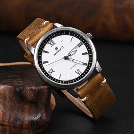 ANNEFIT Genuine Leather Watch Band, 0.7 inch (18 mm), 0.8 inch (20 mm), 0.9 inch (22 mm), Military Leather Watch Strap, Quick Release, 18 mm, Leather