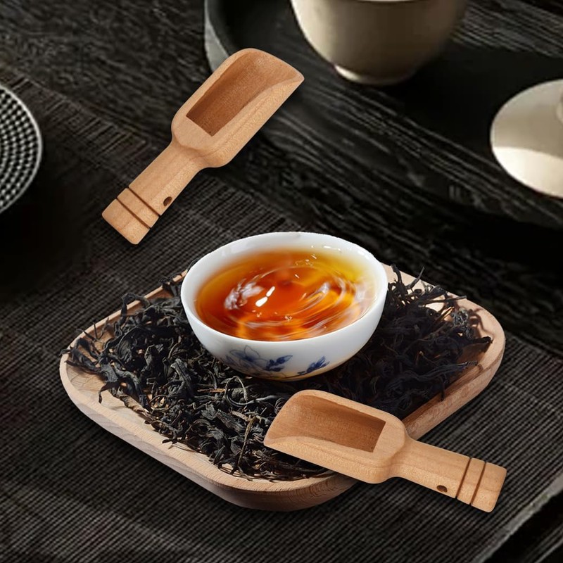 Natural Wooden Scoops (6 Pcs) - Multi-Use Scoop Spoons for