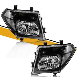 Headlight Assembly Compatible with Nissan 2005-2008 Frontier / 2005-2007 Pathfinder, Halogen Headlamp Replacement Pair for 26060EA525 26010EA525, w/o Bulb, Black Housing Clear Lens White Corner