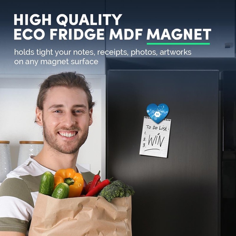 1x Heart MDF Magnet 6cm - Iron Element Fe Science