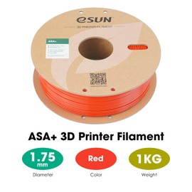 eSUN ASA+ Filament 1.75mm, Weather Resistant 3D Printer Filament for Outdoor Functional Parts, 1KG Spool Heat Resistant Upgraded ASA Plus 3D Printing Filament for 3D Printers, Red