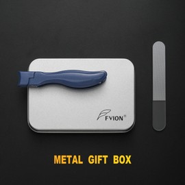 FVION Nail Clippers Large, Wide Jaw Opening Nail Clippers Stainless Steel Set, Nail Clippers for Thick Nails, Toenail Clippers with Nano Nail File, Nail Clippers with Collection Container (Blue)