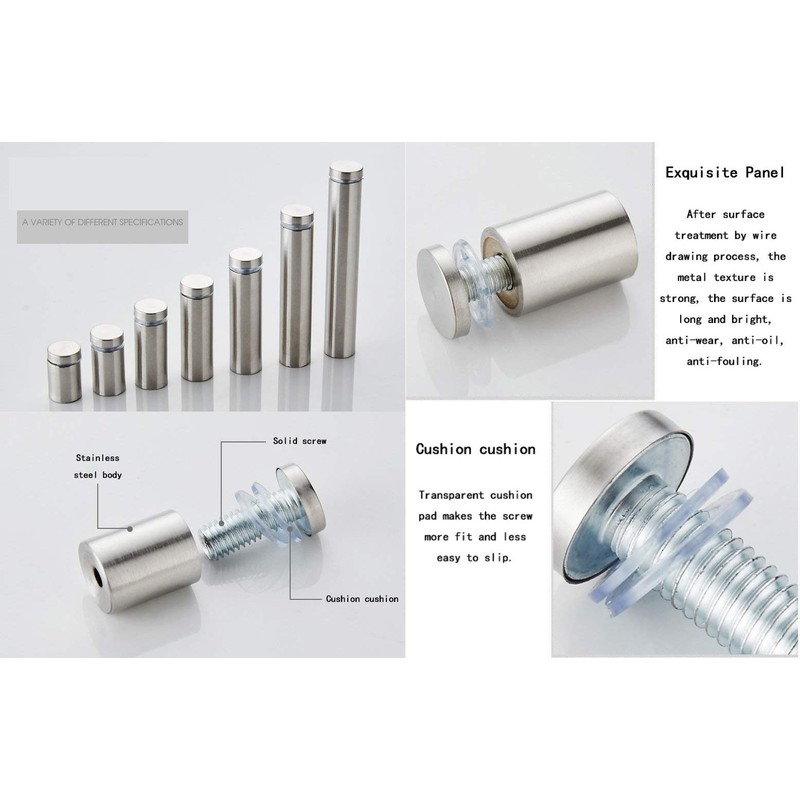 RuoFeng 12pcs Stainless Steel Wall Mount Glass Standoff Holder Screw