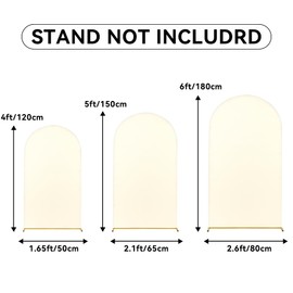 Beige Arch Backdrop Cover Set of 3 (6FT 5FT 4FT) Spandex 2-Sided Round Top Chiara Fitted Wedding Arch Cover Backdrop for Wedding Birthday Party Arch Stand Decoration