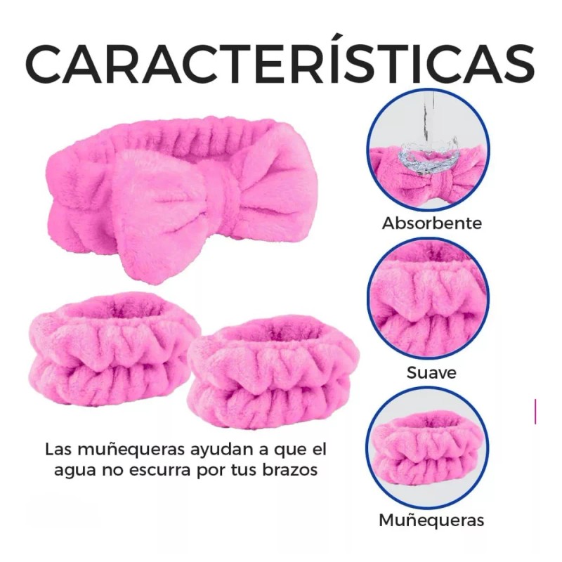 Universo en Linea Kit Diadema Y Muñequeras Skincare Maquillaje Mascarilla