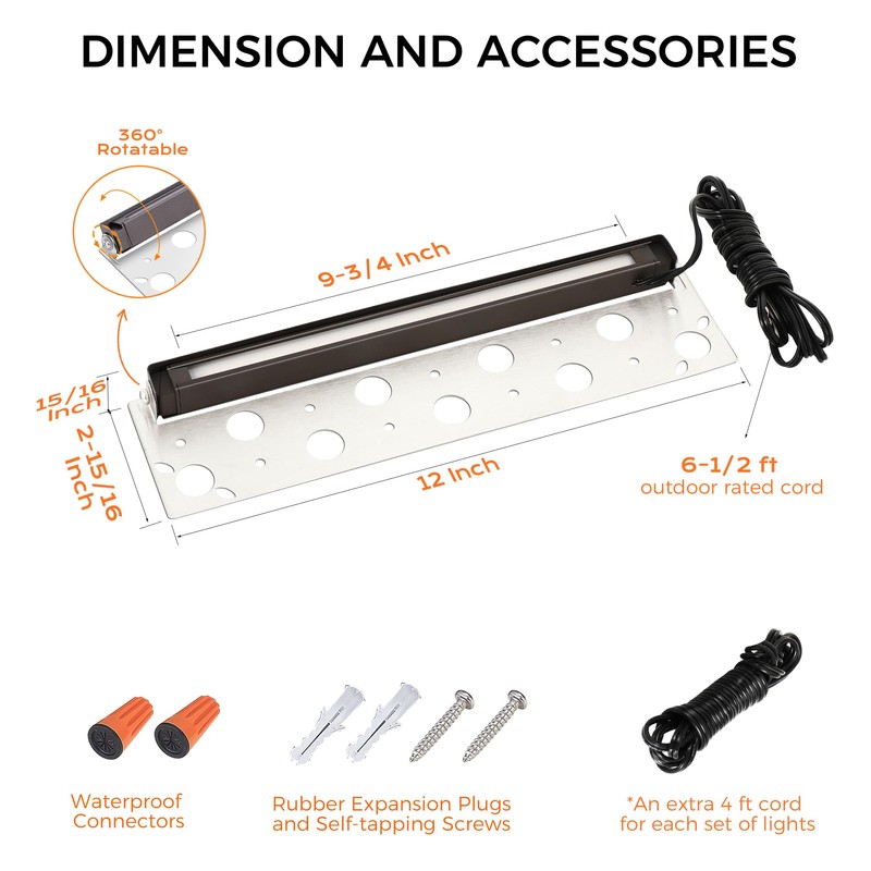 CLOUDY BAY [6 Pack] 12 Inch 12V-15 VAC/DC Low Voltage