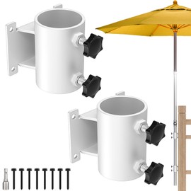 Fixirons Deck Umbrella Mount Stainless Steel Patio Umbrella Holder, Umbrella Clamp Mount for Deck Railing Heavy Duty Outdoor Umbrella Clamp White（2 Pcs）