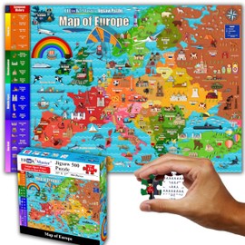 Think2Master Colorful Map of Europe 500 Pieces Jigsaw Puzzle with Very Large Pieces for 13+, Adults & Seniors. Great Gift for Interest in The European Map. Size: 26.8” X 18.9”