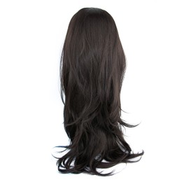 Bombshell Hair Extensions 3/4 Half Head Hair Piece 24 inches Heat Resistant Synthetic Long Flicky Wave Thick Wig (M02 NATURAL BLACK)