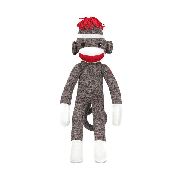 Plushland Adorable Brown Sock Monkey, The Original Traditional Hand Knitted Stuffed Animal Toy Gift-for Kids, Babies, Teens, Girls and Boys Baby Doll Present Puppet 20 Inches