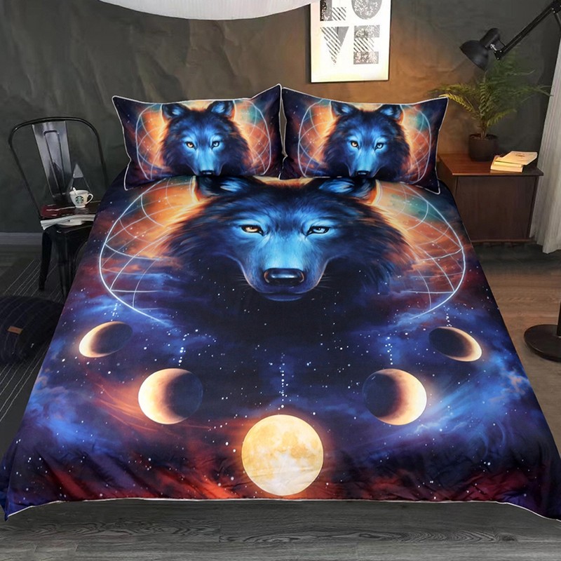3pcs/set 3D Print Dream Catcher Moon Pattern Duvet Cover Pillow