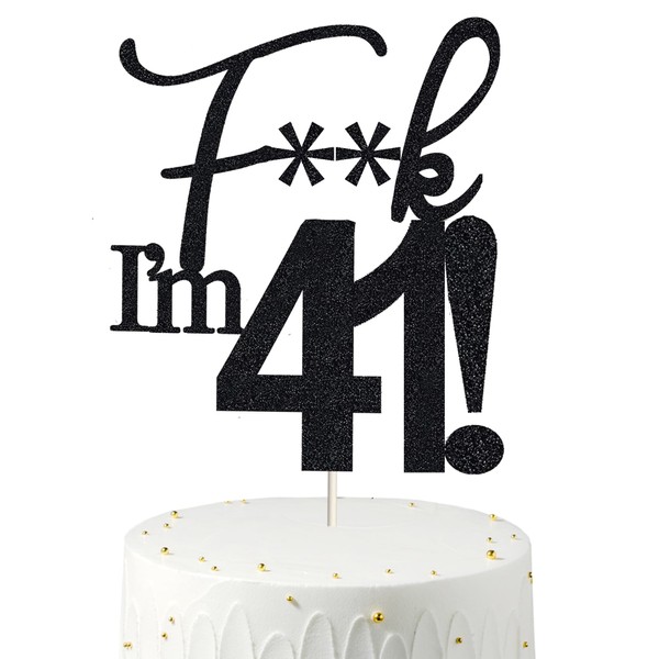 41 adornos para tartas, 41 adornos para tartas de cumpleaños, purpurina negra, divertida decoración para tartas 41 para hombres, 41 decoraciones para tartas para mujeres, 41 cumpleaños o 41 cumpleaños