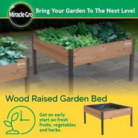 Miracle-GRO 4 x 4 Ft. Wooden Raised Garden Planter, 12.8 Cu. Ft. Above Ground Garden with Powder-Coated Metal Brackets for Decks and Yards