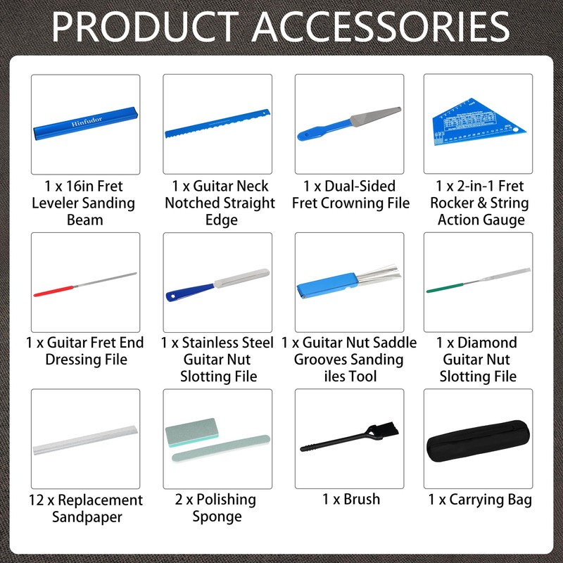 Hinfudor Guitar Setup Tool Kit, Luthier Fret Repair Toolkit