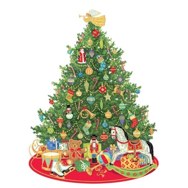 Caspari Oh Christmas Tree Decorative Die-Cut Gift Tags, 20 Included
