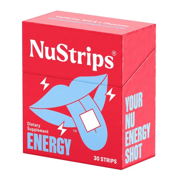 NuStrips Energy in a Strip™ (30 potenciadores de energía) | Energía instantánea sin nerviosismo | Ingredientes limpios, cero azúcar añadido