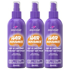 Aussie Hair Insurance Leave-In Conditioner Spray, Frizz Control, Softening with Jojoba & Sea Kelp, Moisturizing Treatment for All Hair Types, Juicy Citrus, 8 Fl Oz Each, Triple Pack