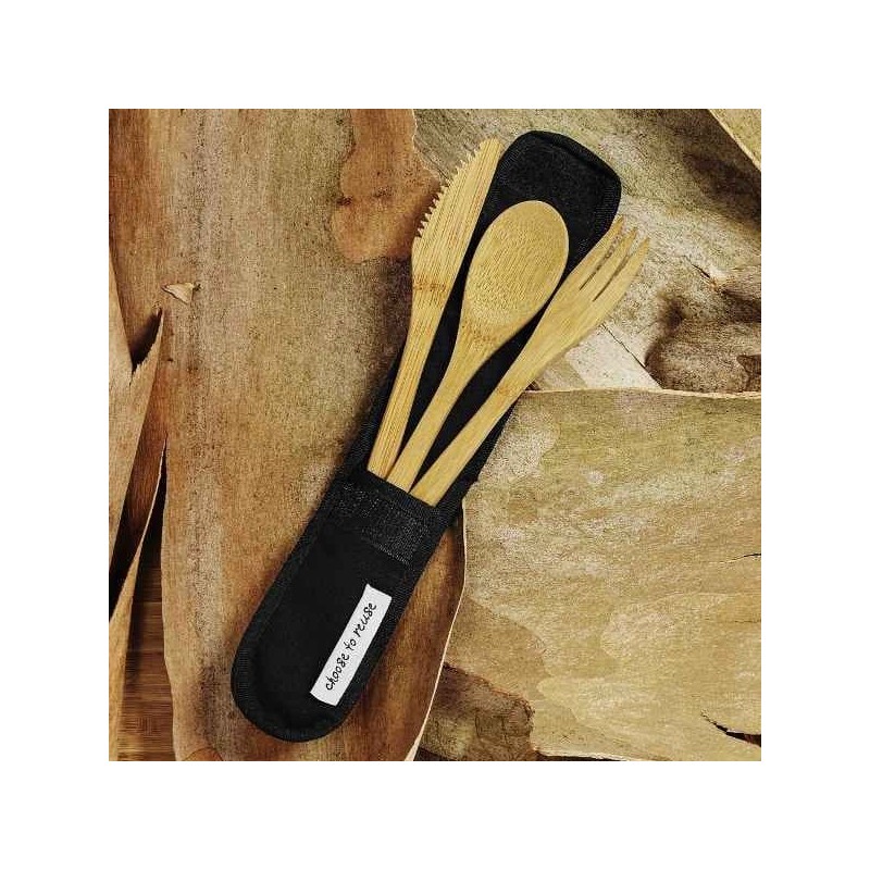 Biome Home Rechusable Bamboo Cutlery Set with Case for Lunch